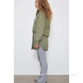 Autumn New Ladies Stand Collar Green Vest Jacket